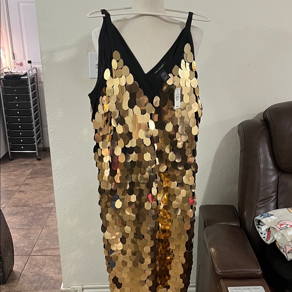 Ashley Stewart Black and Gold Sequin Dress - Picture 2 of 9